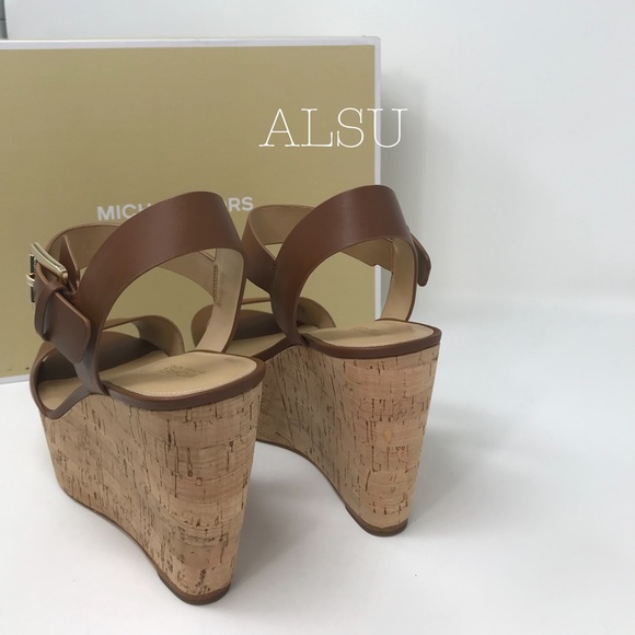 Michael Kors Xaria Wedge Leather Brown Luggage W - Picture 3 of 8